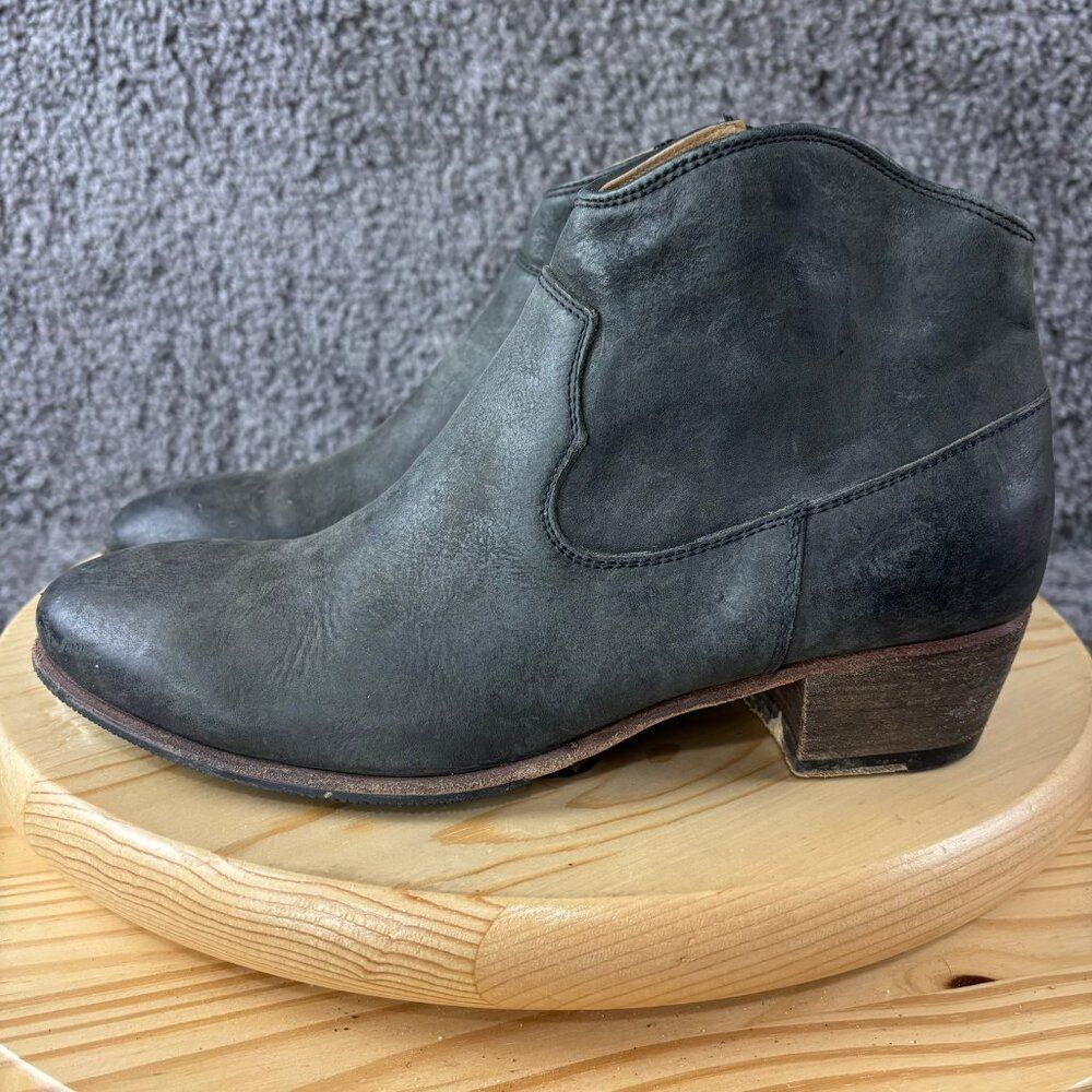 Peter Nappi Western Ankle Boots Womens 9.5 Leather Gray Slip On Made in Italy